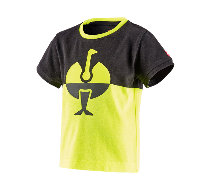 Hoofdaanzicht, Kleding, e.s. Pique-Shirt colourblock, kinderen, zwart/signaalgeel