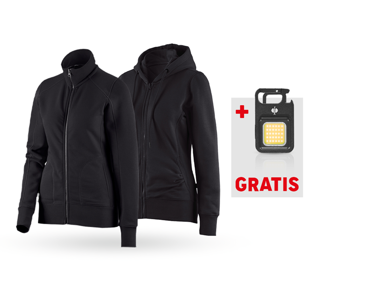 Hoofdaanzicht, Actie-sets, SET: Sweatjack + Hoody-Sweatjack poly cotton,dames, zwart