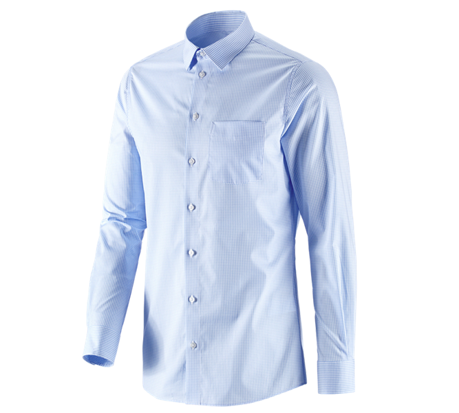 Hoofdaanzicht, Overhemden, e.s. Business overhemd cotton stretch, slim fit, vorstblauw geruit