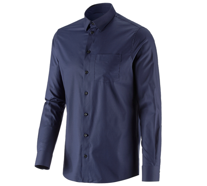 Hoofdaanzicht, Overhemden, e.s. Business overhemd cotton stretch, regular fit, donkerblauw