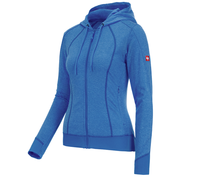 Hoofdaanzicht, Fleece Jassen | Gebreide Jassen, e.s. Functioneel capuchonjack stripe, dames, gentiaanblauw