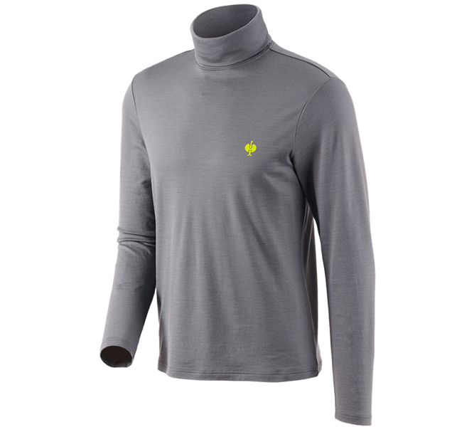 Hoofdaanzicht, Medisch | Zorg, Shirt met col Merino e.s.trail, bazaltgrijs/zuurgeel