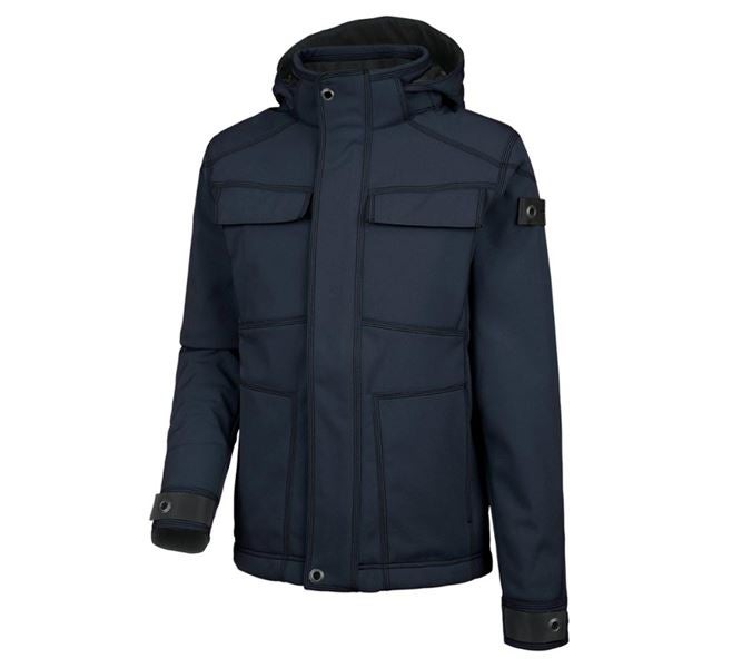 Vue principale, e.s.roughtough, Veste Softshell d'hiver e.s.roughtough, bleu nuit