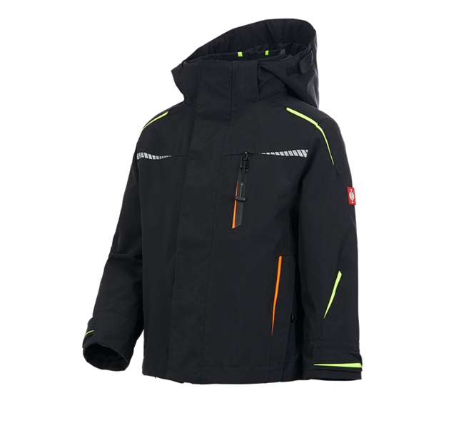 Hauptansicht, Kinder, 3 in 1 Funktionsjacke e.s.motion 2020, Kinder, schwarz/warngelb/warnorange