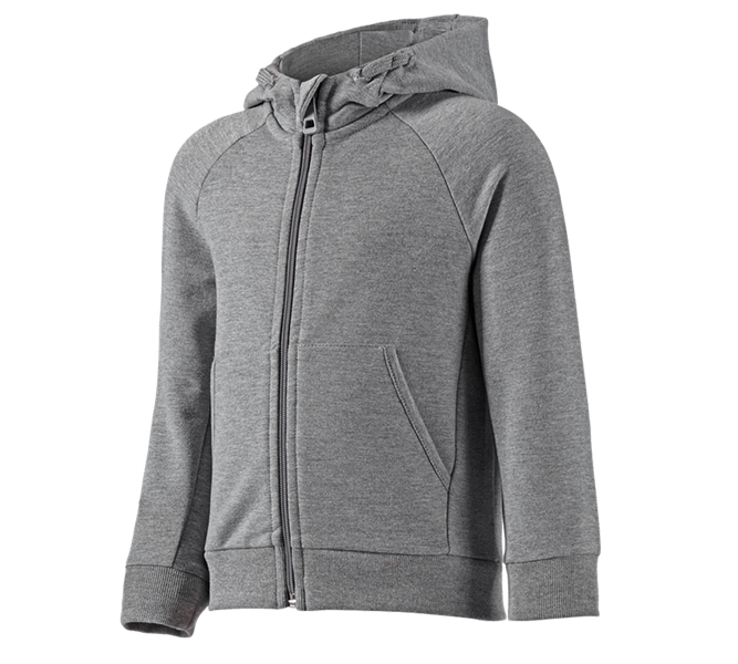 Vue principale, Basics, e.s. Veste à capuche en coton stretch, enfants, gris mélange