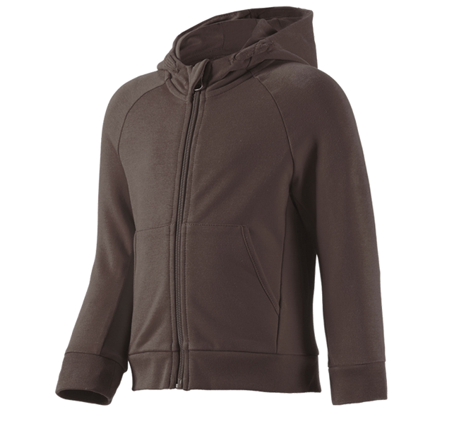 Vue principale, Hauts, e.s. Veste à capuche en coton stretch, enfants, marron
