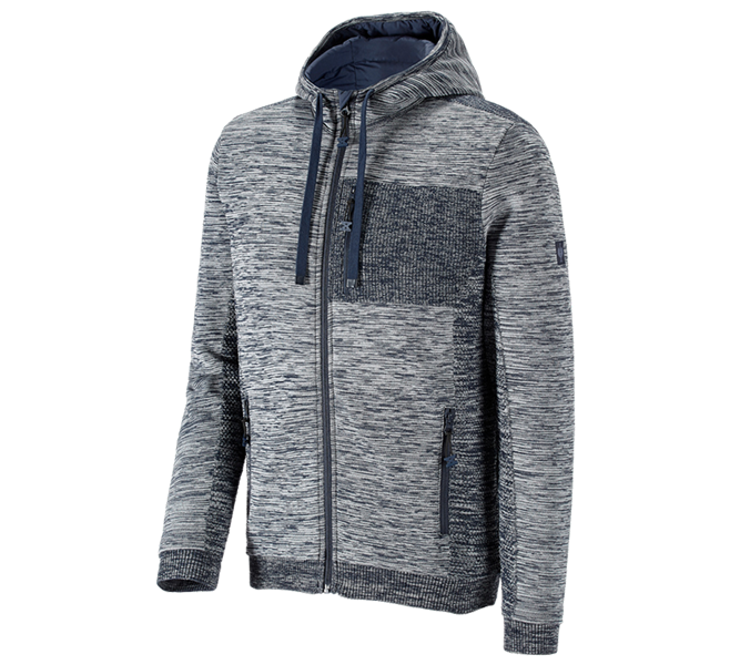 Vue principale, Vestes de travail, Veste coupe-vent en tricot capuche e.s.motion ten, bleu ardoise mélange