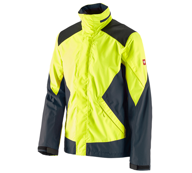 Vue principale, Vêtements, e.s. Veste de pluie de forestier, jaune fluo/bleu cosmos