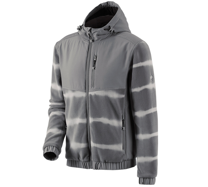 Hoofdaanzicht, Hybride Jassen, Hybride capuchonfleecejack tie-dye e.s.motion ten, graniet/opaalgrijs
