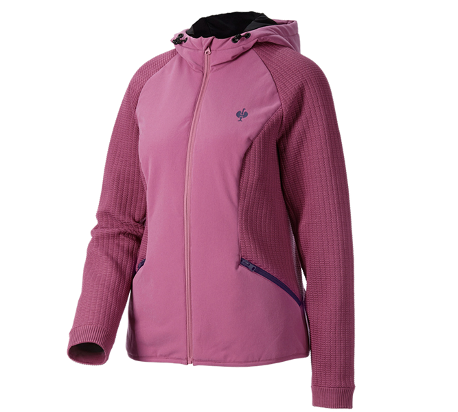 Vue principale, Vestes hybrides, Veste en tricot à capuche hybride e.s.trail,femmes, rose tara/bleu profond