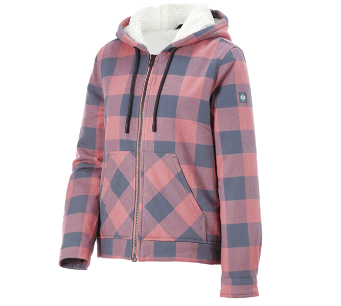 Vue principale, Vestes polaires | Vestes en tricot, Veste à capuche à carreaux e.s.iconic, femmes, rose quartz/bleu oxyde