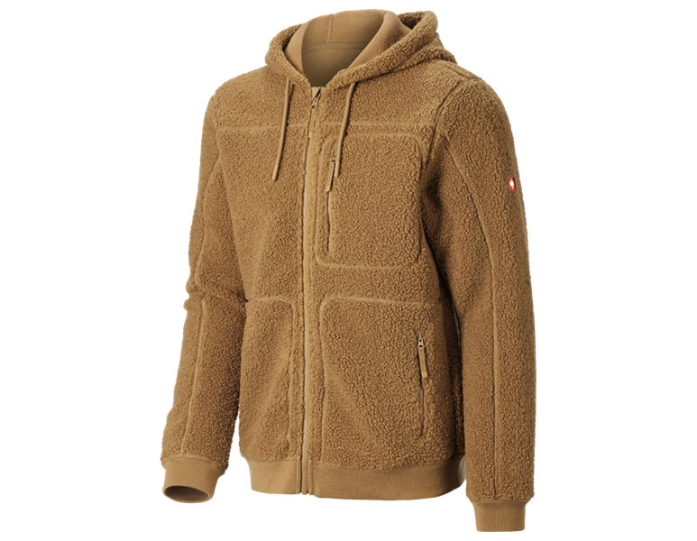 Vue principale, Vêtements, Veste à capuche fibre polaire e.s.e:pic, brun amande
