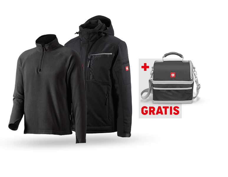 Hauptansicht, Jacken, SET: Softshelljacke e.s.motion+ Microfleece Troyer, schwarz