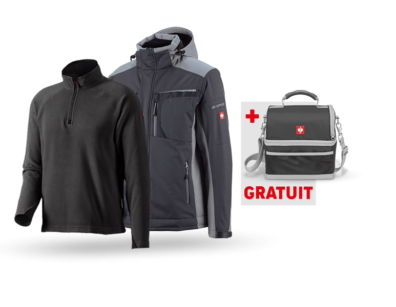 Vue principale, Hommes, KIT: Veste Soft. e.s.motion+pull cam.laine polaire, graphite/ciment