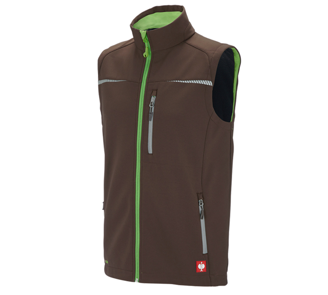 Vue principale, Menuisiers, Gilet softshell e.s.motion 2020, marron/vert d'eau