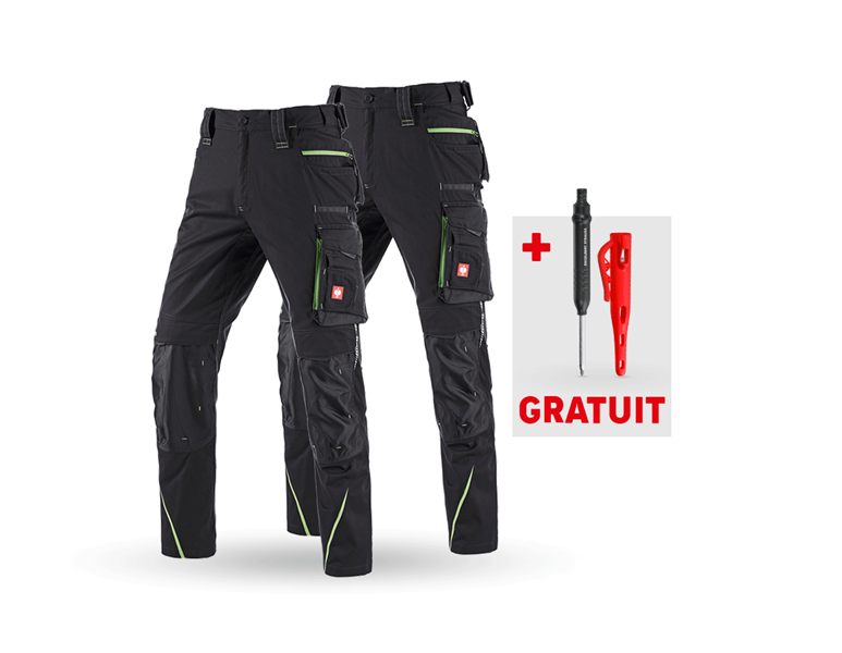 Vue principale, Nouveautés, KIT : 2x Pantalon e.s.motion 2020, noir/vert d'eau