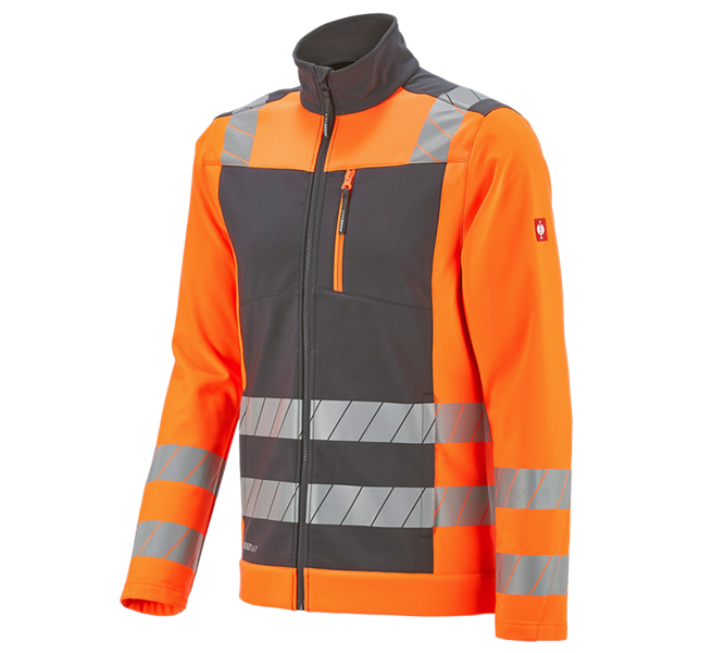 Hoofdaanzicht, e.s.motion 24/7, Veiligheids-softshell-jack e.s.motion 24/7, antraciet/signaaloranje
