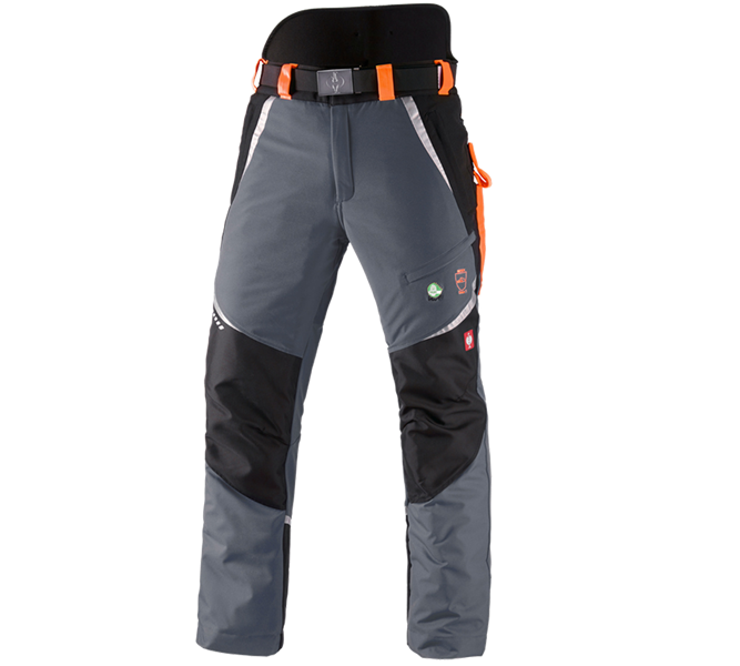 Vue principale, Vêtements, e.s. Pantalon forestier élastique anticoupure, KWF, gris/orange fluo