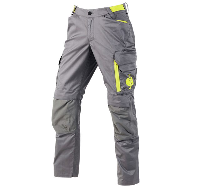 Vue principale, Pantalons élastiques, Pantalon à taille élastique e.s.trail, gris basalte/jaune acide