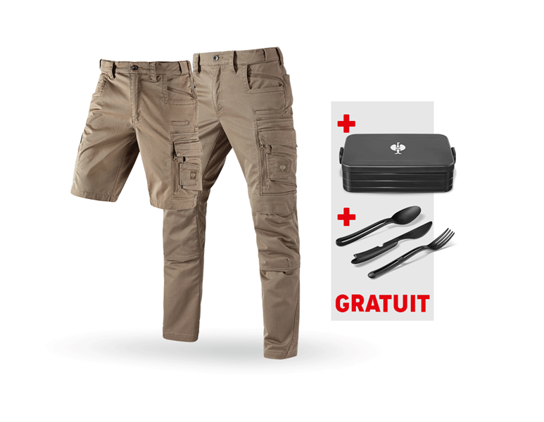 Vue principale, Kit d'évènements, KIT : Pantalon de travail + Short e.s.motion ten, brun cendré