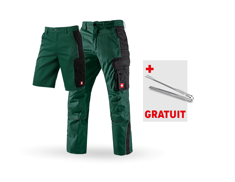 Vue principale, Kit d'évènements, KIT : Pantalon de travail + Short e.s.active, vert/noir