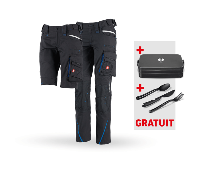 Vue principale, Kit d'évènements, KIT : Pantalon femmes + Short e.s.motion 2020, graphite/bleu gentiane