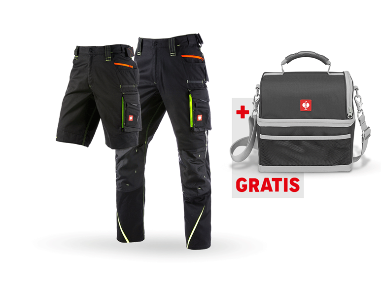 Hoofdaanzicht, Koopjes, SET: Werkbroek + Short e.s.motion 2020, zwart/signaalgeel/signaaloranje