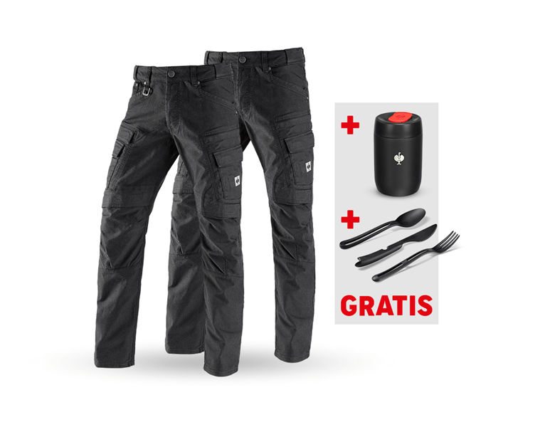 Hoofdaanzicht, Grotere cadeaus, SET: 2x Workercargobroek e.s.vintage, zwart