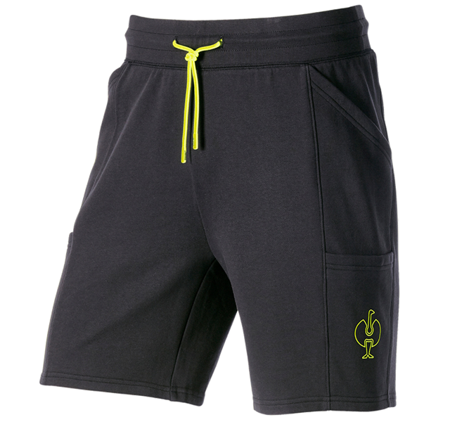 Vue principale, Aperçu des collections e.s., Sweat short light e.s.trail, noir/jaune acide
