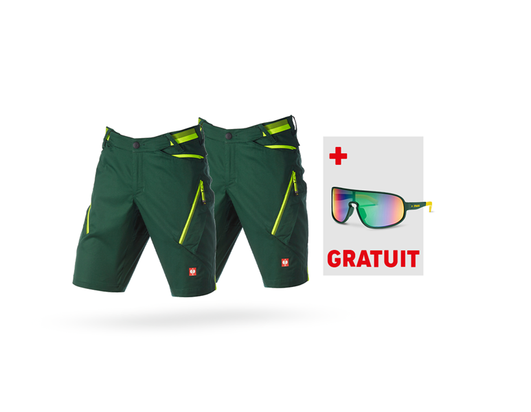 Vue principale, Kit d'évènements, 2x Short à poches multiples e.s.ambition, vert/jaune fluo
