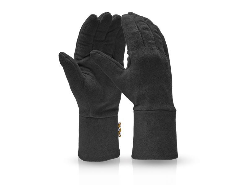 Vue principale, Polyester, e.s. Gants en laine polaire FIBERTWIN® microfleece, noir