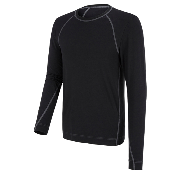 Hoofdaanzicht, Kleding, e.s. Cotton stretch longsleeve, zwart