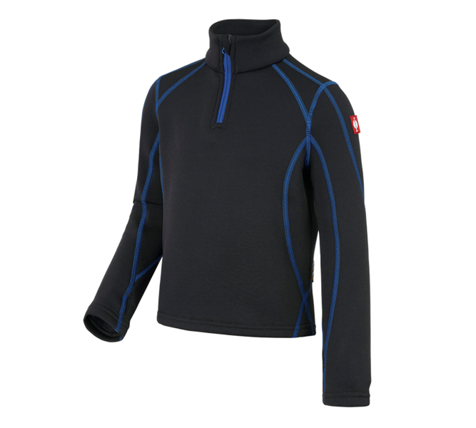 Vue principale, Enfants, Pull de f. thermo stretch e.s.motion 2020, enfants, graphite/bleu gentiane