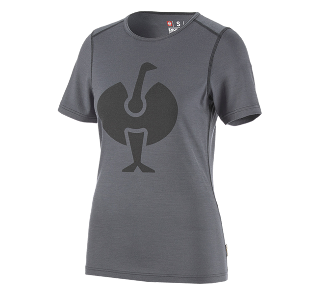 Hoofdaanzicht, Kleding, e.s. T-shirt Merino, dames, cement/grafiet