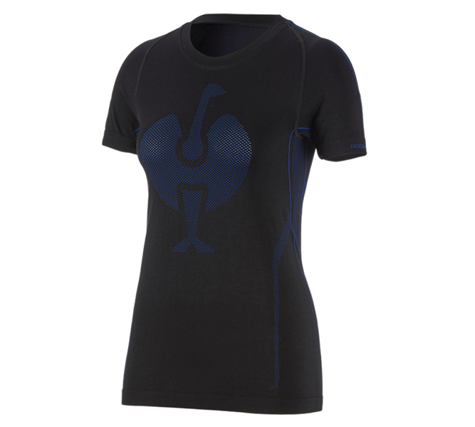 Hoofdaanzicht, Kleding, e.s. Functionele-T-Shirt seamless-warm, dames, zwart/gentiaanblauw