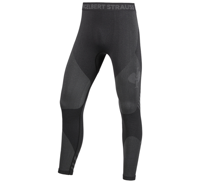 Vue principale, Caleçons longs, Fonction-Long Pants e.s.trail seamless-warm, noir/gris basalte