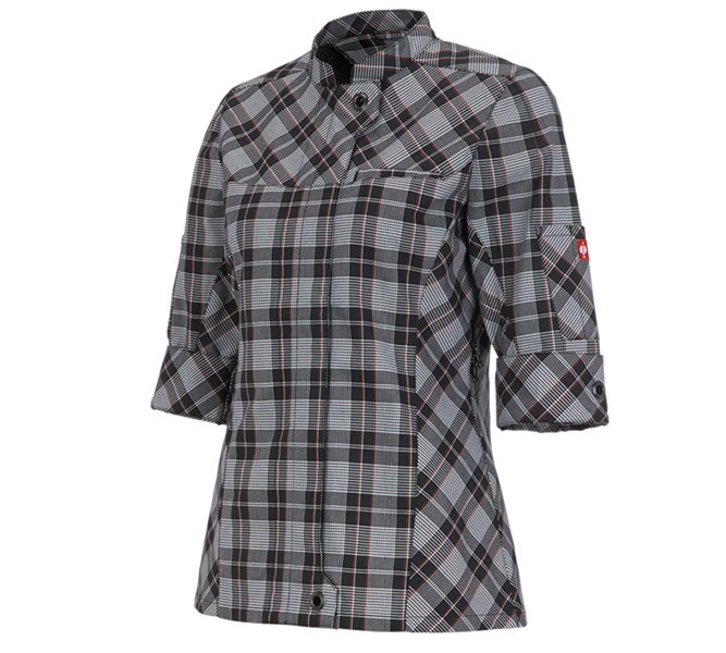 Hauptansicht, Gastro, Berufsjacke 3/4-Arm e.s.fusion, Damen, schwarz/weiß/rot