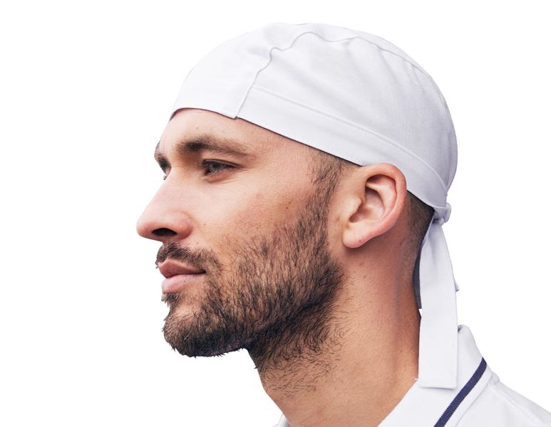 Hoofdaanzicht, Hoofddeksel, Bandana, wit