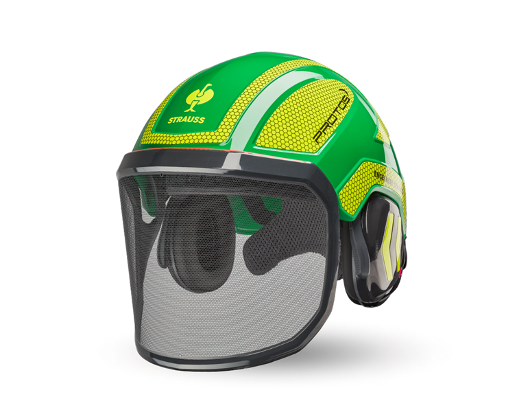 Vue principale, Sécurité au travail, e.s. Casque de forestier Protos®, vert/jaune fluo