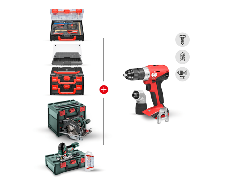 Vue principale, Outils, KIT COMBINÉ 18+18V perceuse- viss.multi.sans fil M