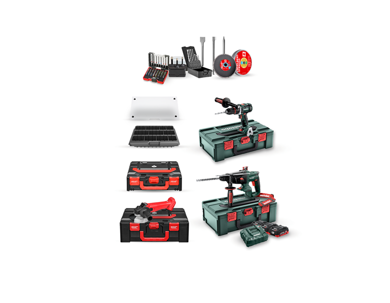 Hoofdaanzicht, Sets, Metabo 18,0 V combipack X 3x 4,0 Ah LiHD + lader