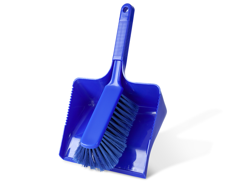 Hoofdaanzicht, Handvegers | blikken, Stoffer en blik, blauw