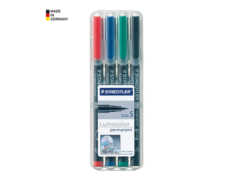 Hoofdaanzicht, Schrijven | Corrigeren, STAEDTLER Lumocolor permanent, etui met 4