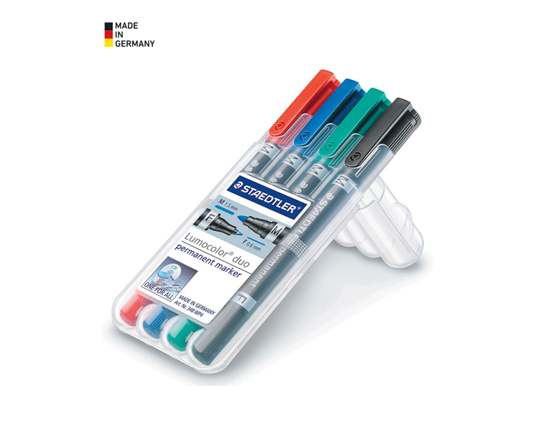 Hoofdaanzicht, Schrijven | Corrigeren, STAEDTLER Lumocolor permanent duo, etui met 4 