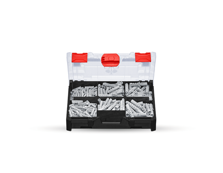 Hoofdaanzicht, Pluggen, Spreidpluggen assortiment FD in STRAUSSbox mini
