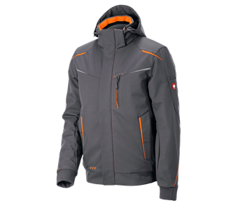 Hauptansicht, Winter­ Softshell­jacke e.s.​motion 2020, Herren, anthrazit/warnorange