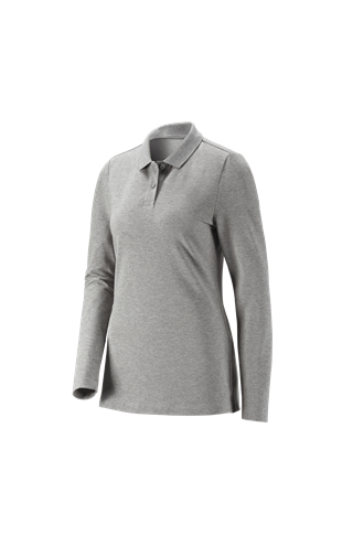 Pique-Polo longsleeve cotton stretch,femmes gris mélange