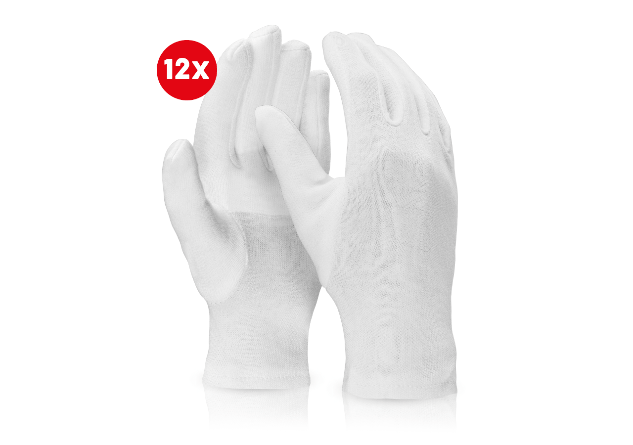Textil: Trikot-Handschuhe, verstärkt, 12er Pack + weiß