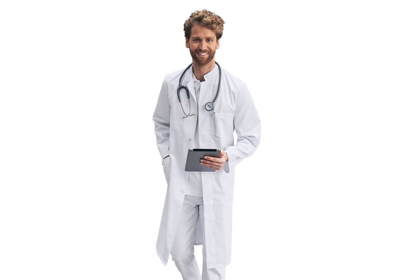 Sarraus de travail | Manteaux médicaux: Manteau professionnel pour homme Lutz + blanc