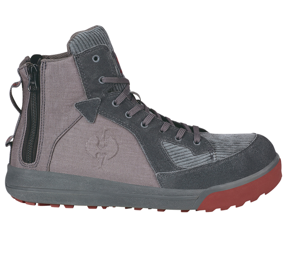 Schoenen: S1 Veiligheidsschoenen e.s. Janus II mid + bruggrijs/fluweelrood